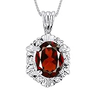 Rylos Necklaces For Women 14K White Gold - Garnet & Diamond Pendant Necklace With 18