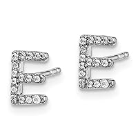 14k White Gold Diamond Initial E Earrings