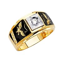 14k Yellow Gold White Gold and Rose Gold Mens CZ Cubic Zirconia Simulated Diamond Ring Size 10 Jewelry for Men