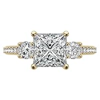10K Solid Yellow Gold Handmade Engagement Rings, 3 CT Princess Cut Moissanite Diamond Solitaire Wedding/Bridal Rings for Women/Her, Minimalist Rings Anniversary Ring For Gifts