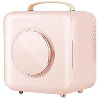 Mini Fridge 9 Liter AC/DC Portable Beauty Fridge Thermoelectric Cooler and Warmer for Skincare, Bedroom and Travel,Pink