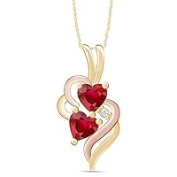 AFFY Mothers Day Jewelry Gifts Double Swirl Heart Two Tone Pendant Necklace in 14k Yellow Gold Over Sterling Silver