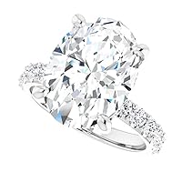 JEWELERYIUM 6 CT Oval Cut Colorless Moissanite Engagement Ring, Wedding/Bridal Ring Set, Solitaire Halo Style, Solid Sterling Silver Vintage Antique Anniversary Promise Ring Gift for Her
