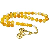 turkish design Tasbih 33 rosary Bead yellow resin tesbih gold Kazaz Metal tassel Islamic Muslim Ramadan Gift arabic bracelets