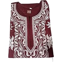 Indian Style Hand Embroidered Maroon Color Kurti Dress for Women/Chikankari Women Cotton Kurta/Kashmiri Kurta for Summer Days