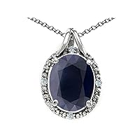 Tommaso Design Solid 14k White Gold Large 10x8mm Oval Halo Big Stone Pendant Necklace