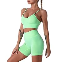 IMEKIS Women Workout Sets Yoga Outfit Seamless Crop Top Bra with High Waist Biker Shorts Tracksuit Exercise Gym Tracksuits