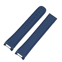 20mm Rubber Watch Band for Omega Strap Seamaster 300 AT150 Aqua Terra Ultra Light 8900 Steel Buckle Watchband Bracelets (Color : Light Blue, Size : Silver Buckle)