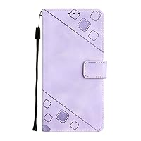 Flip Case for Motorola Moto E32 4G/E32S,Skin Feeling Embossed Solid Color Premium Leather Wallet Case with Hand Strap