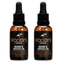 Beard & Tattoo Oil, 2 in 1 for Healthy Beard & Vibrant Tattoos, with Moringa, Macadamia, & Argan Oils, 1 Fl Oz (2 Pack)