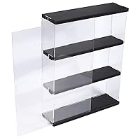 3-Layer Clear Acrylic Display Case with Door,Wall-Mounted Display Shelf for Funko Pop,Countertop Display Case for Collectible Action Figure,Dustproof Storage Organizer 11.6x3.3x14.9 inch Black