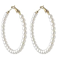 Pearl Hoop Earrings for Women Fashion Dangle Hypoallergenic Earrings Drop Dangle Earrings Gifts for Women