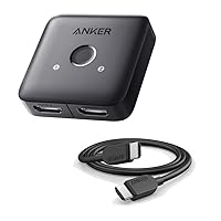Anker HDMI Switch, 4K@60Hz Bi-Directional HDMI Switcher, 2 In 1 Out with Smooth Finish & Anker HDMI Cable 8K@60Hz, 3ft Ultra HD 4K@120Hz HDMI to HDMI Cord, 48 Gbps Certified Ultra High-Speed Durable C