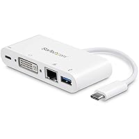 StarTech.com USB C Multiport Adapter - USB-C to DVI-D (Digital) Video Adapter with 60W Power Delivery Passthrough Charging, GbE, USB-A - Portable USB Type-C/Thunderbolt 3 Mini Laptop Dock (DKT30CDVPD)