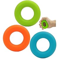 3 Resistance Levels Grip Strength Trainer,Hand Grip Strengthener,Forearm Exerciser Trainer Silicone Rings for Stress Relief & Rehabilitation