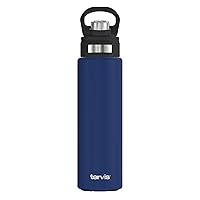 Tervis Powder Coated Stainless Steel Triple Walled Insulated Tumbler Travel Cup Keeps Drinks Cold, 24oz with Deluxe Spout Lid, Deepwater Blue