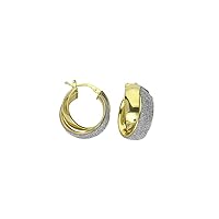 925 Sterling Silver Gold Plated Sparkle Fancy Criss Religious Faith Cross Hoop Earrings Jewelry for Women