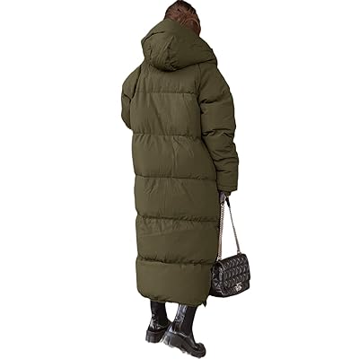 Shanfetl Women Long Quilted Coat Hooded Maxi Length Long Sleeve