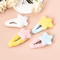 Fluffy Star Hair Clips Pack of 4 Colorful Hair Clips for Girls Cute Decorative Hair Clips for Women Thick Thin Hair Barrettes Star Hair Accessories Clips Side Hair Clips for Women Formal Hair Clip Set