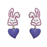 Earrings for Women Easter Earrings Drip Oil Contrasting Color Rabbit Heart Stud Earrings Fashion Special
