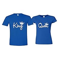King Queen Couple T-Shirt - King and Queen Matching Couples Shirts (Comes with 1 Shirt)
