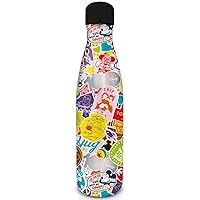 Disney Water Bottle (Happy Faces Design) 540ml Metal Water Bottle, Kids Metal Water Bottle - Official Merchandise