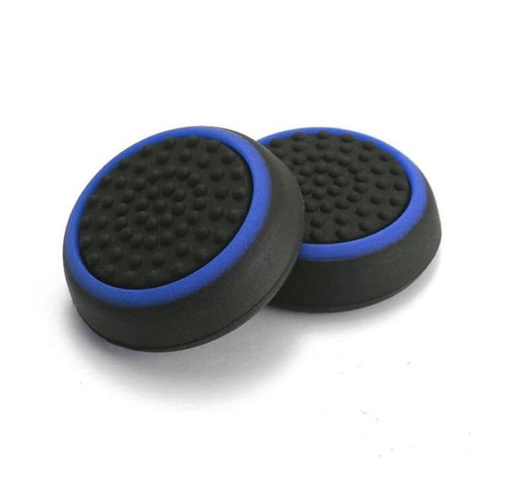 Silicone Thumb Stick Grip Cap Joystick Thumbsticks Caps Cover for PS4 Xbox One PS3 Xbox 360 PS2 Game Controllers (Black w/Blue)