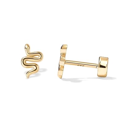 PAVOI 14K Gold Plated Solid 925 Sterling Silver Post Cubic Zirconia Stud  Flat Back Earrings for Women | Cartilage Earring | Helix Piercing Jewelry 
