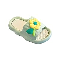 Kids Girls Flower Pattern Cloud Slides Thick Sole Slippers Non-Slip Summer Beach Shoes Bathroom Pool Sandals