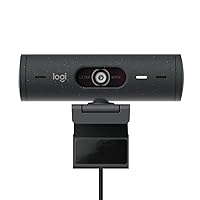 Logitech Brio 505 Full HD webcam with auto light correction, auto-framing, Show Mode, dual noise reduction mics, privacy shutter - Works with Microsoft Teams, Google Meet, Zoom - Grey