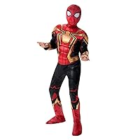 Boys Deluxe Iron Spider Man Costume, Kids Spiderman Integrated Suit for Children, Costumes - Officially Licensed Small