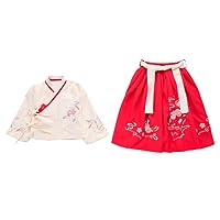 Girls' Hanfu Dresses,New Spring Children's Super Fairy Chinese Style Ru Skirt Suits,Long-Sleeved Embroidered Costumes.