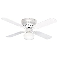 CC42WW4L Celeste Collection 42-Inch Ceiling Fan with Five Reversible White/Whitewash Blades and Single Light kit with White Opal Glass