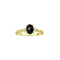 Rylos Yellow Gold Plated Silver Classic Birthstone Ring - 7X5MM Oval Gemstone & Diamonds - Women's Jewelry, Sizes 5-10