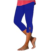 Womens Lightweight Capri Yoga Leggings Crop Leggings Soft Stretch Causal Yoga Pants Workout Hiking Pants Solid Leggings