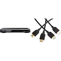 Sony DVPSR510H DVD Player, with HDMI port (Upscaling) & Amazon Basics High-Speed HDMI Cable, 6 Feet, 2-Pack