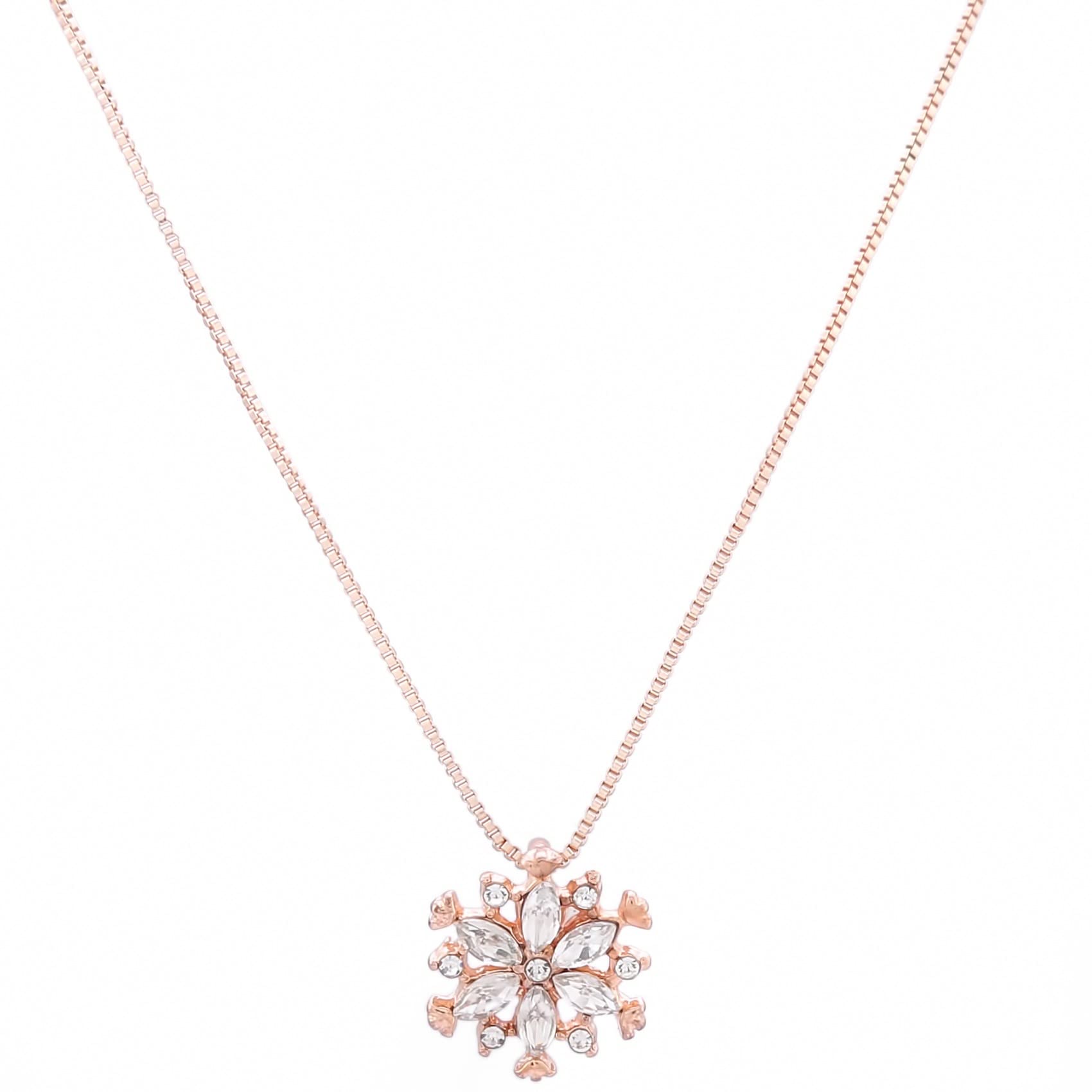 Iumer Snowflake Necklace Women Pendant Inlaid Rhinestone Clavicle Chain