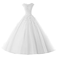 Ball Gown Quinceanera Dresses Tulle Long Prom Party Gowns Sweet 16 Formal Dress White US 12