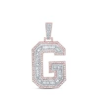 The Diamond Deal 10kt Two-tone Gold Mens Baguette Diamond G Initial Letter Charm Pendant 1-7/8 Cttw
