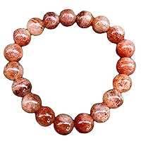 Unisex Bracelet 10mm Natural Gemstone Golden Strawberry Quartz Round shape Smooth cut beads 7 inch stretchable bracelet for men & women. | STBR_03497