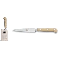 Insieme Straight Paring Knife w/Magnetized Wood Block | Ivory Lucite Handle