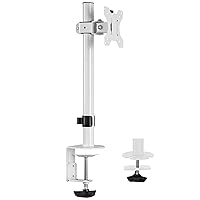 Single 13 to 38 inch LCD Monitor Heavy Duty Desk Mount Stand, Holds 1 Standard to Ultrawide Screen up to 38 inches, White, STAND-V001CW