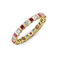 Ruby & Diamond Common Channel Set 3 mm Eternity Band 2.52 ctw-3.15 ctw 14K Yellow Gold