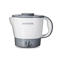 Proctor Silex 32oz Adjustable Temperature Hot Pot Electric Kettle for Tea, Boiling Water, Cooking Noodles and Soup, White