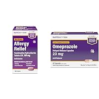 HealthCareAisle Allergy Relief - Fexofenadine Hydrochloride Tablets USP, 180 mg – 180 Tablets & Omeprazole 20 mg, 42 Delayed-Release Capsules - Acid Reducer