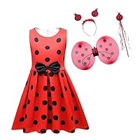 Dressy Daisy Ladybug Costumes Red and Black Polka Dot Fancy Dress for Girls Halloween Birthday Party Summer Casual Wear