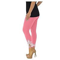 Capri Leggings for Women Plus Size Lace Leggings Tummy Control Jeggings Stretchy High Waisted Capris Jeans Skinny Yoga Pants