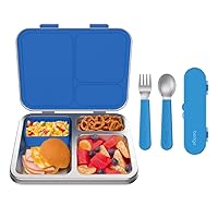 Bentgo® Kids Stainless Steel Lunch Box Set With Reusable Stainless Steel Utensils (Blue)