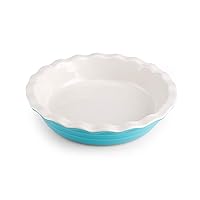 Bakers Advantage Durable Stoneware Ceramic Pie Dish, Ideal for Making Sweet and Savory Dishes, Heat Resistant, 10 Inch, Teal