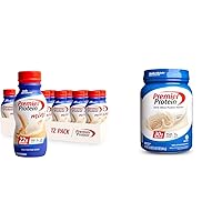 Premier Protein Shake MINIs Vanilla 22g Protein 120 Calories Pack of 12 & Powder Vanilla Milkshake 30g Protein 17 Servings 23.3 Ounces